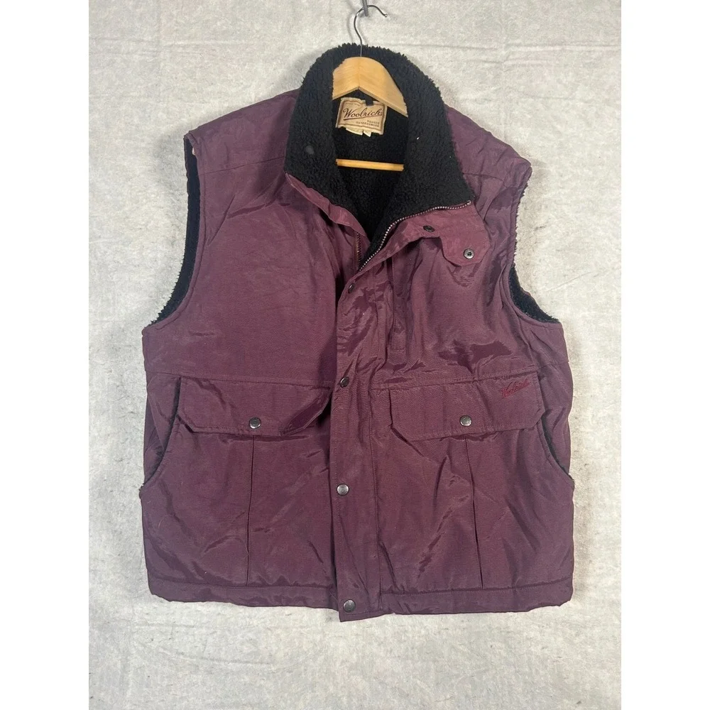 Vintage Woolrich Men's Nylon Fleece‎ lined Quilted Vest Size L